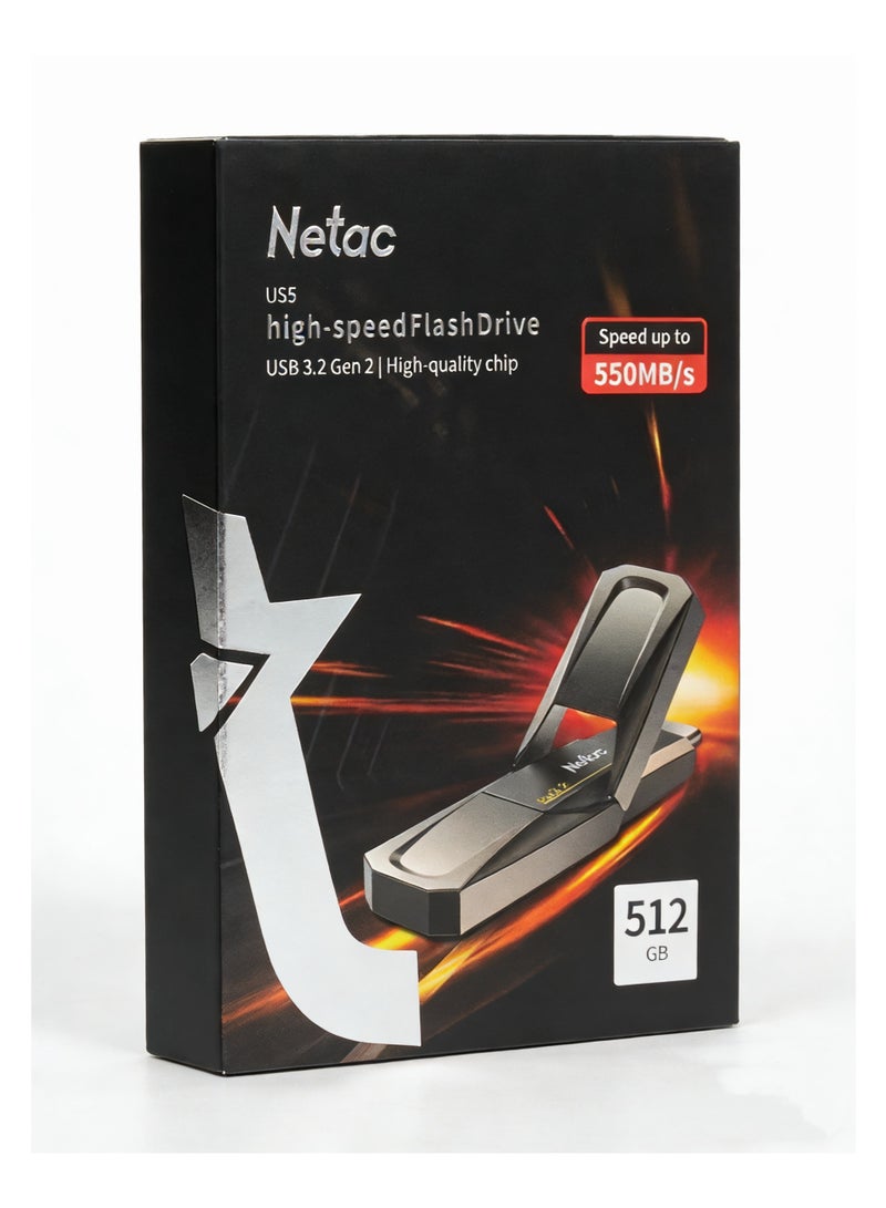 نيتاك محرك أقراص الحالة الصلبة Netac US5 سعة 512 جيجابايت SSD محمول USB 3.2 من النوع C وUSB 3.2 ثنائي الواجهة للهواتف الذكية والكمبيوتر المحمول - Image 3